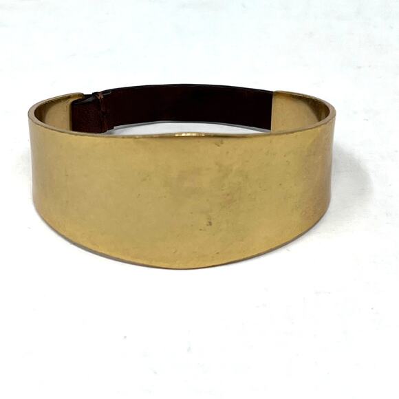 Madewell Jewelry - Madewell Unisex Cuff Bracelet Brass Brown Leather Boho Minimalist Stackable